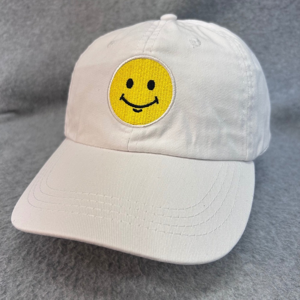 Smiley Face Unisex White Unbranded Baseball Cap Snapback Hat OSFM
